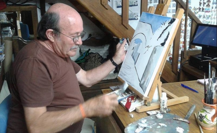 Francisco Piçarra no seu atelier - morre em julho de 2016
