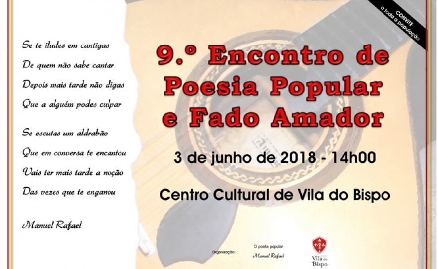 Centro Cultural de Vila do Bispo recebe 9º Encontro de Poesia Popular e Fado Amador