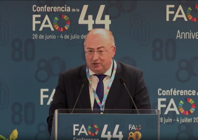 Ministro da Agricultura e Mar defende aumento do rendimento dos agricultores, em intervenção na FAO