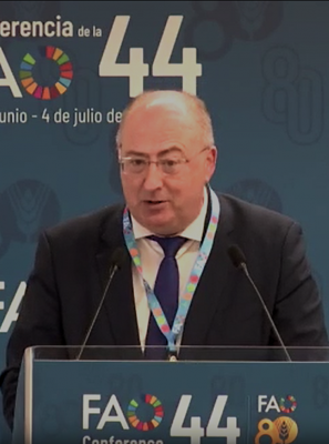 Ministro da Agricultura e Mar defende aumento do rendimento dos agricultores, em intervenção na FAO