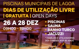 Piscinas municipais de Lagoa gratuitas entre o Natal e o Ano Novo