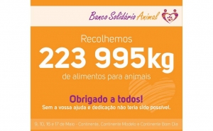 223 Toneladas de ração para cão e gato angariadas no Banco Solidário Animal!