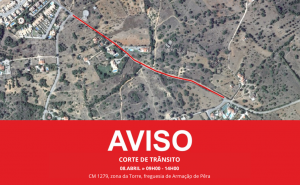CORTE DE TRÂNSITO, DIA 08 DE ABRIL, NO CM 1279 (ZONA DA TORRE), NA FREGUESIA DE ARMAÇÃO DE PÊRA