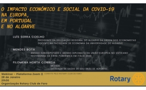 ROTARY CLUB DE FARO ORGANIZA VIDEOCONFERENCIA «O IMPACTO ECONÓMICO E SOCIAL DA COVID-19 NA EUROPA, EM PORTUGAL E NO ALGARVE»