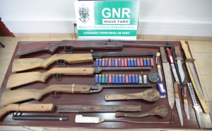 Armas apreendidas após denuncia de Violência Doméstica