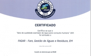 ÁGUA DE FARO CERTIFICADA COM SELO DE EXCELÊNCIA