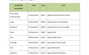 Missas de Homenagem do Dia de Todos os Santos no Algarve