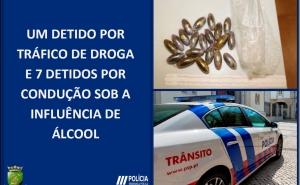 Um detido por tráfico de droga e 7 por condução sob a influência de álcool