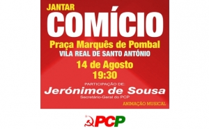Jerónimo de Sousa em comício de verão a 14 de Agosto em Vila Real de Santo António