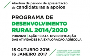 PDR 2020 | Abertas candidaturas para a Diversificação de Atividades na Exploração Agrícola