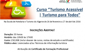 Inscrições Abertas | Curso «Turismo Acessível  |  Turismo para Todos»
