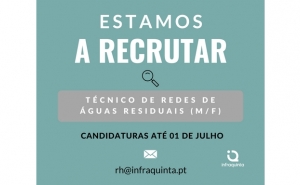 INFRAQUINTA | está a recrutar um(a) colaborador(a) para a Função Técnico de Redes de Águas Residuais (m/f)