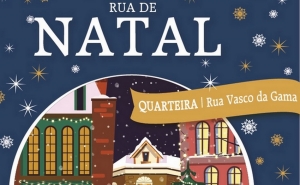 Rua de Natal em Quarteira com mercadinho e atividades infantis   