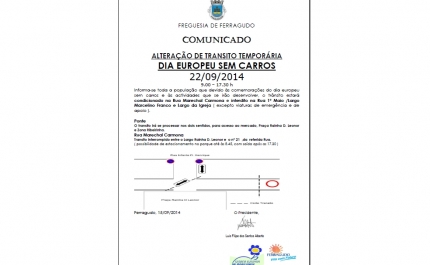  DIA EUROPEU SEM CARROS | ALTERAÇÃO DE TRANSITO TEMPORÁRIA 