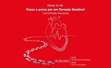 Sobreviventes de Enfarte Agudo do Miocárdio e profissionais de saúde caminham por um coração saudável 