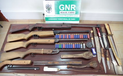 Armas apreendidas após denuncia de Violência Doméstica