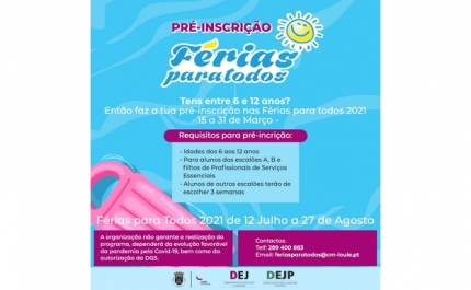 ABREM PRÉ-INSCRIÇÕES PARA «FÉRIAS PARA TODOS – VERÃO 2021»
