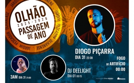 Olhão celebra a Passagem de Ano no Jardim Pescador Olhanense com Diogo Piçarra e DJ Deelight