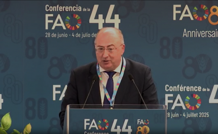 Ministro da Agricultura e Mar defende aumento do rendimento dos agricultores, em intervenção na FAO