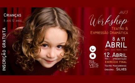 WORKSHOP DE TEATRO E EXPRESSÃO DRAMÁTICA, PARA CRIANÇAS DOS 8 AOS 12 ANOS, JÁ TEM INSCRIÇÕES ABERTAS