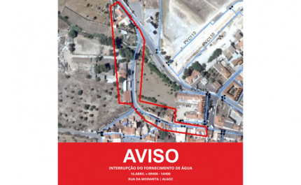 INTERRUPÇÃO DO FORNECIMENTO DE ÁGUA, DIA 16 DE ABRIL, NO ALGOZ