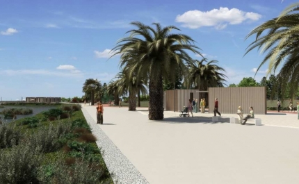 Entrada do Parque Ribeirinho de Faro destruída