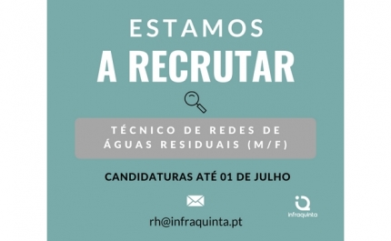 INFRAQUINTA | está a recrutar um(a) colaborador(a) para a Função Técnico de Redes de Águas Residuais (m/f)