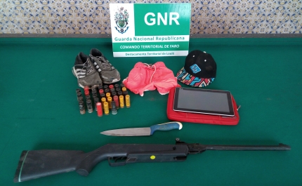 Armas e munições apreendidas em Loulé
