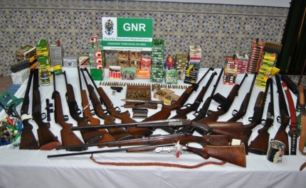 Homem detido em Alte com 19 armas de fogo e mais de 3000 munições