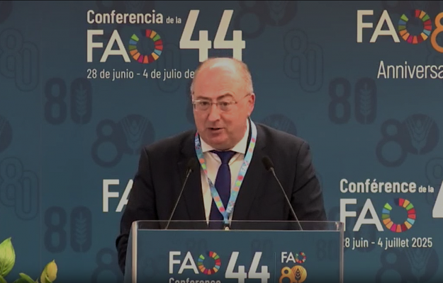 Ministro da Agricultura e Mar defende aumento do rendimento dos agricultores, em intervenção na FAO
