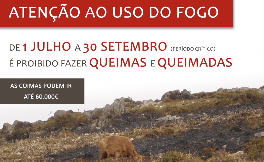 Queimas e Queimadas proibidas de 1 de julho a 30 de setembro