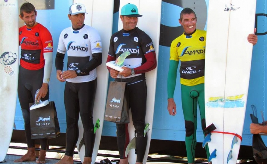 Pódio dos finalistas Open. Algarvio Luís Esteves (licra vermelha) foi 4º classificado
