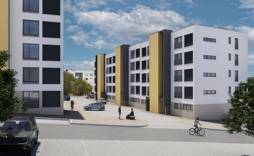 104 fogos + cohousing na Chesgal (empreitada adjudicada, concurso para atribuição a abrir brevemente) – Imagem de projeto