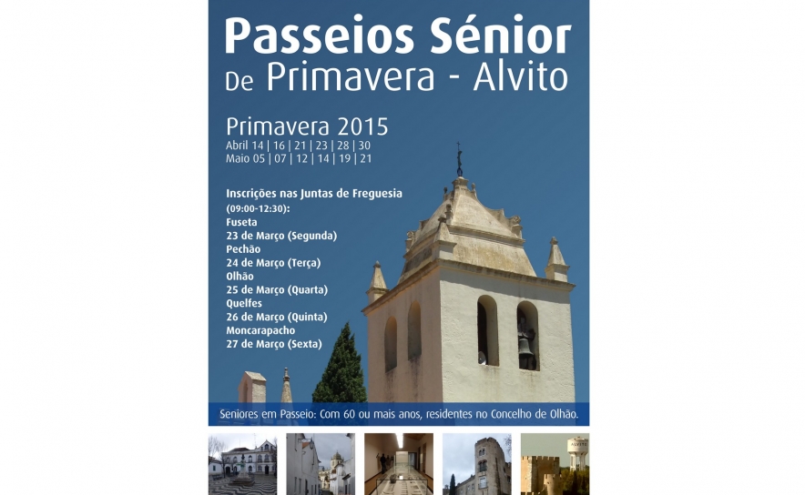 Inscrições para Passeios Sénior  a Alvito de 23 a 27 deste mês
