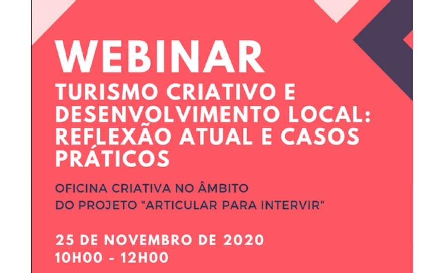 CCDR ALGARVE promove webinar sobre turismo criativo e desenvolvimento local