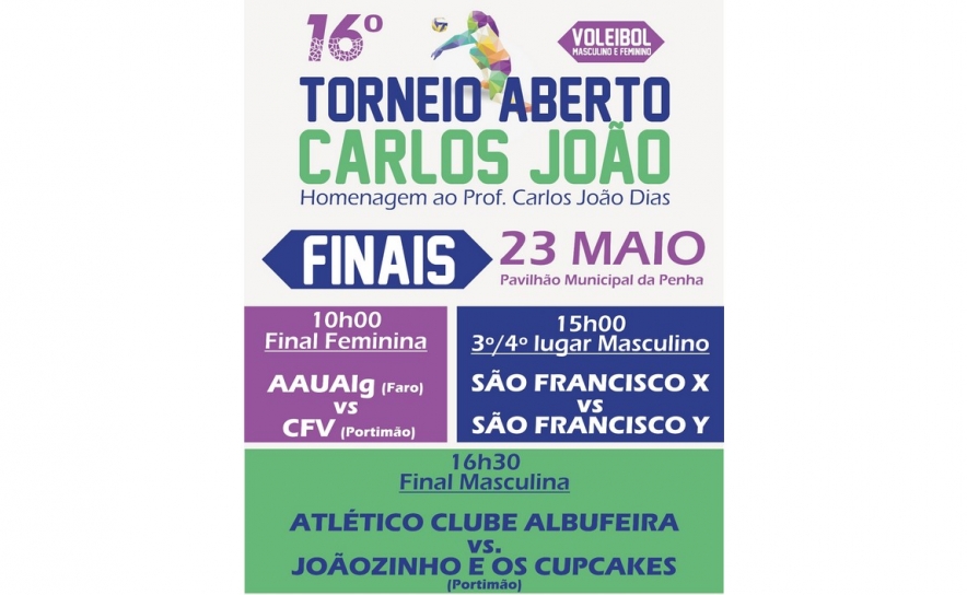 FINAIS DO 16º TORNEIO VOLEIBOL «MEMORIAL CARLOS JOÃO» DISPUTAM-SE NO PAVILHÃO MUNICIPAL DA PENHA