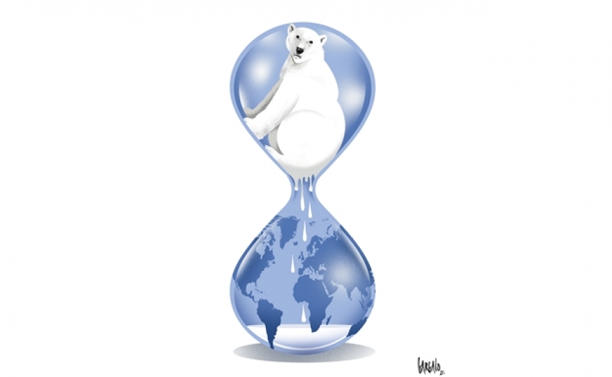 CARTOONS DE VASCO GARGALO EM EXPOSIÇÃO SOBRE CRISE CLIMÁTICA E DIREITOS HUMANOS