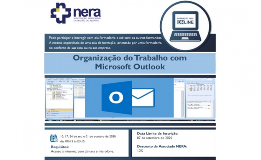 Últimas Inscrições | Formação Online - Organização do Trabalho com Microsoft Outlook