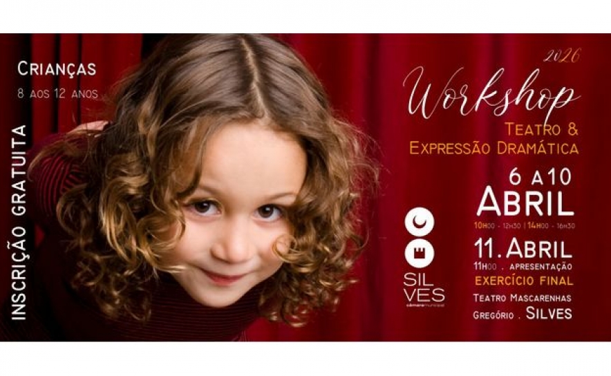 ESTÃO ABERTAS AS INSCRIÇÕES PARA O WORKSHOP DE TEATRO E EXPRESSÃO DRAMÁTICA, PARA CRIANÇAS DOS 8 AOS 12 ANOS