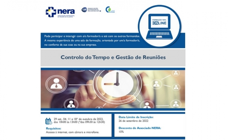 ÚLTIMAS INSCRIÇÕES: Formação Online - Controlo do Tempo e Gestão de Reuniões