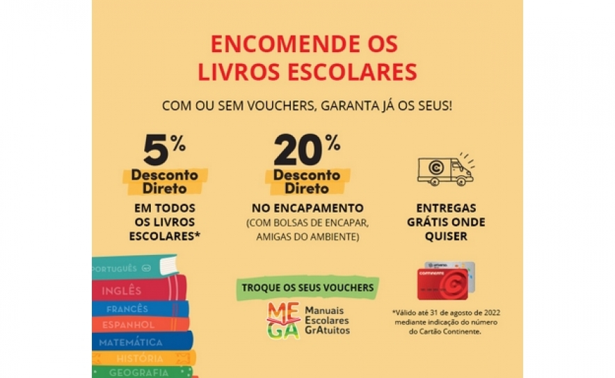 ENCOMENDA DE LIVROS ESCOLARES ARRANCA NO CONTINENTE ONLINE COM DESCONTOS 