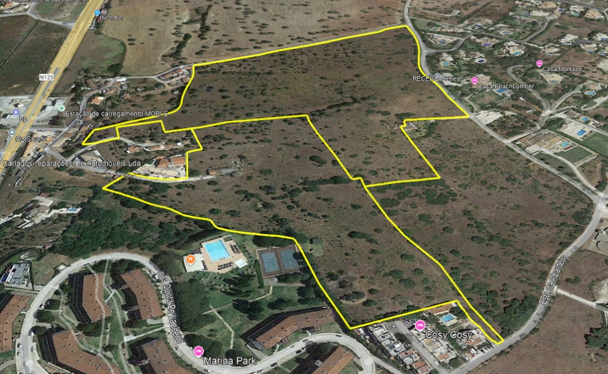 Processo para construção de 500 fogos (1.ª fase) para venda a custos controlados (Marina Park II – Caliças) – Imagem com delimitação do perímetro da área onde serão edificados os fogos