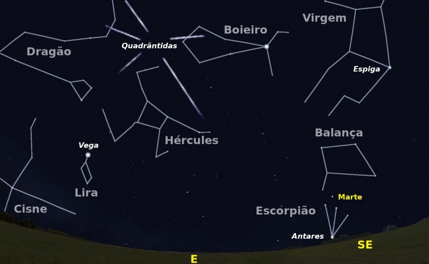 Figura 1 - céu a leste pelas 6 horas da madrugada de dia 4