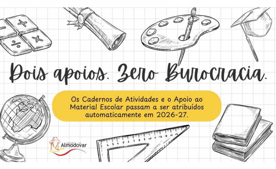 Município de Almodôvar simplifica acesso a apoios escolares no ano letivo 2026/2027
