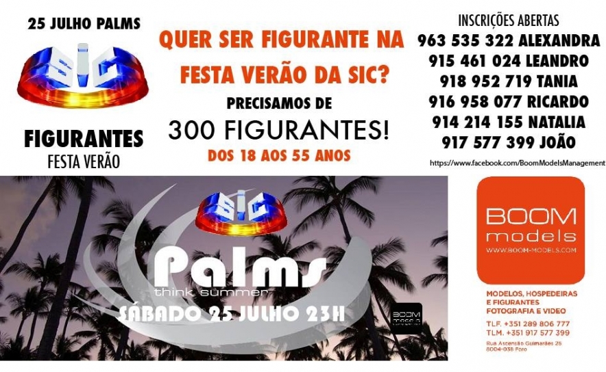 SIC procura figurantes para festa no PALMS