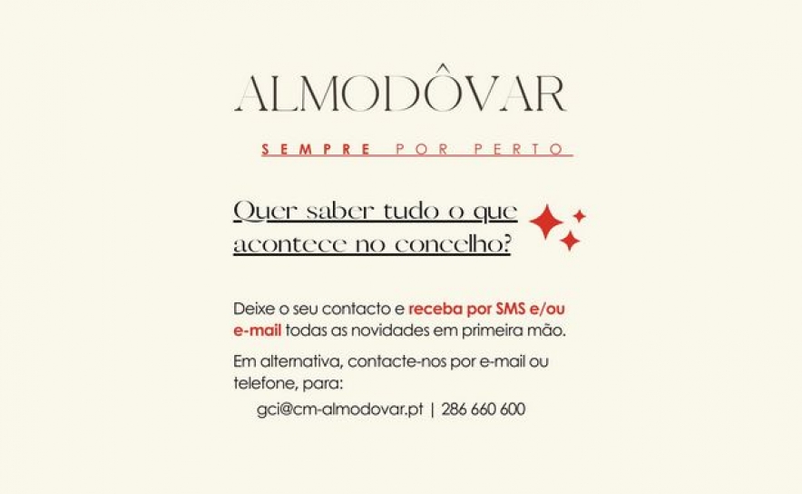 Município de Almodôvar lança serviço gratuito de informações por SMS e e-mail