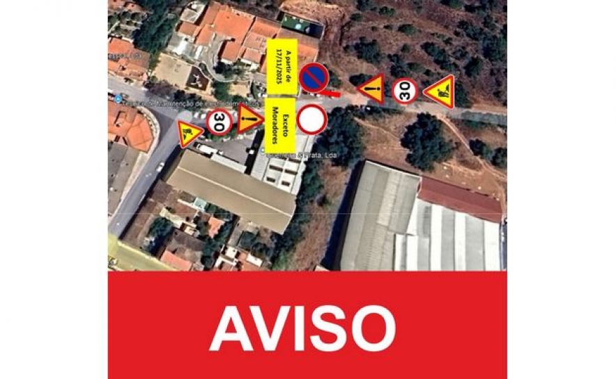 RUA DOUTORA MARIA DA LUZ DE DEUS RAMOS, EM SÃO BARTOLOMEU DE MESSINES, COM RESTRIÇÕES DE TRÂNSITO 