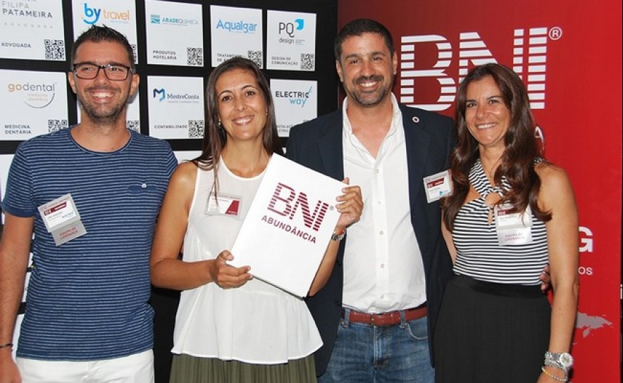 BNI Abundância, Portimão - A equipa de liderança (João Sebastião, Paulo Riscado e Patameira), com a diretora consultora Daniela Anastácio;