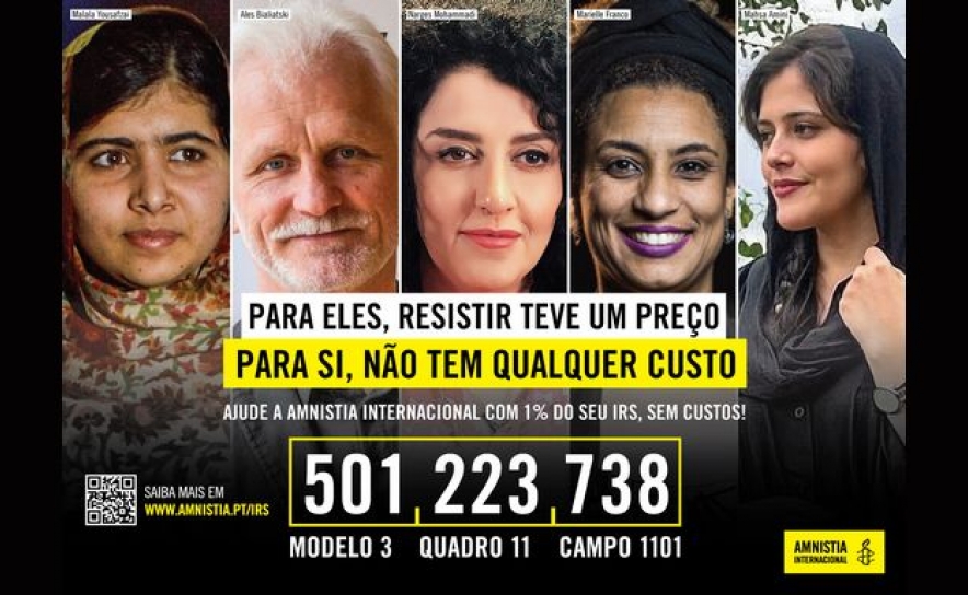 Amnistia Internacional lança campanha para consignar 1% do IRS à defesa dos Direitos Humanos