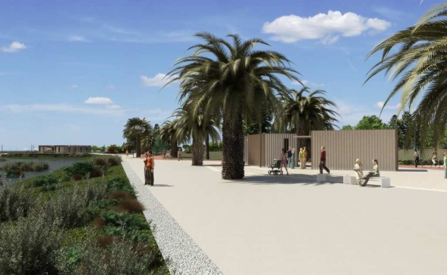 Entrada do Parque Ribeirinho de Faro destruída